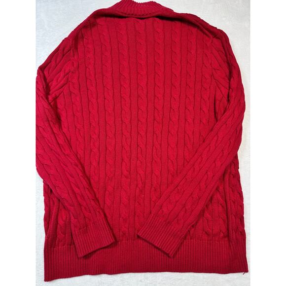 Ralph Lauren sweater men’s 2LT red cable knit quarter zip new with tags - Picture 6 of 7